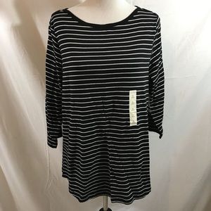 Studio Works black & white striped 3/4 boat neck t